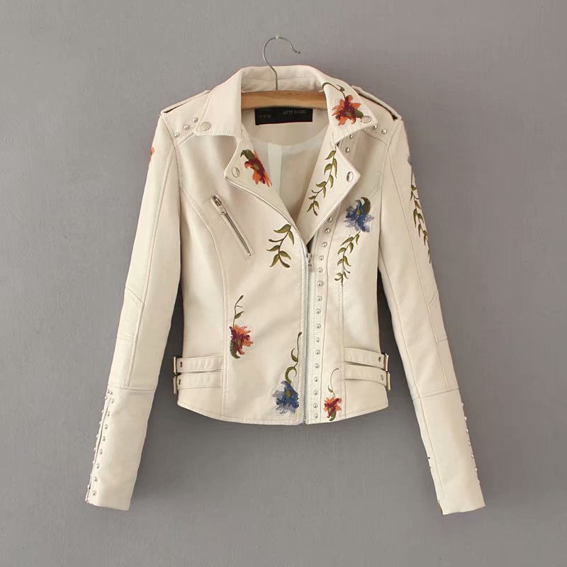 Embroidered Leather Jacket