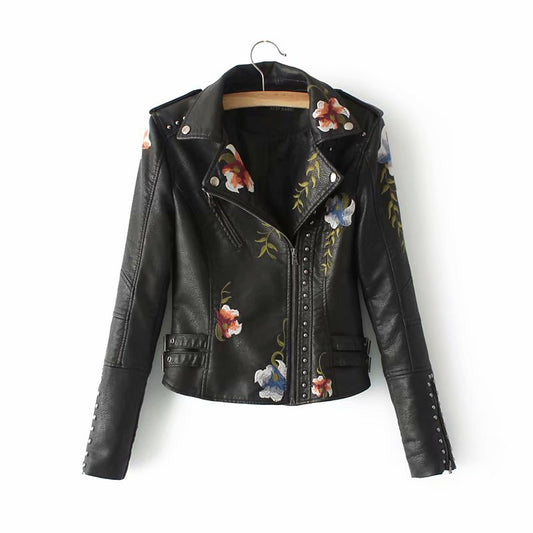 Embroidered Leather Jacket