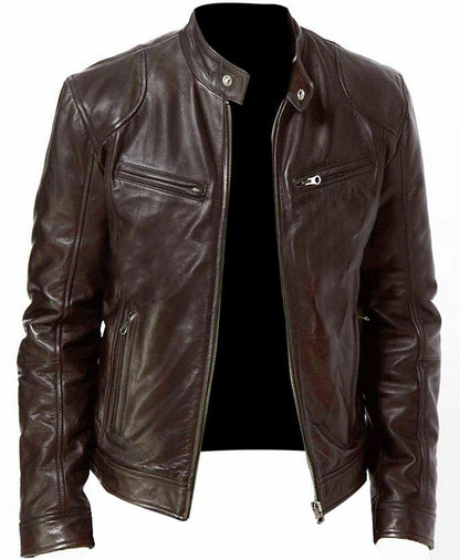 Leather Biker Jacket-Slim Fit