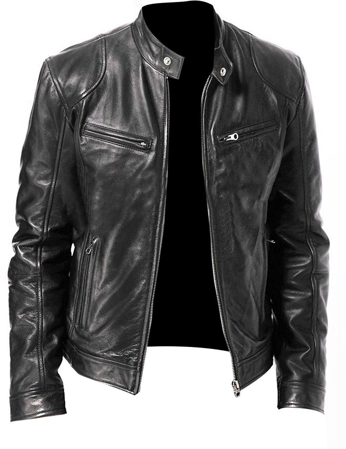 Leather Biker Jacket-Slim Fit