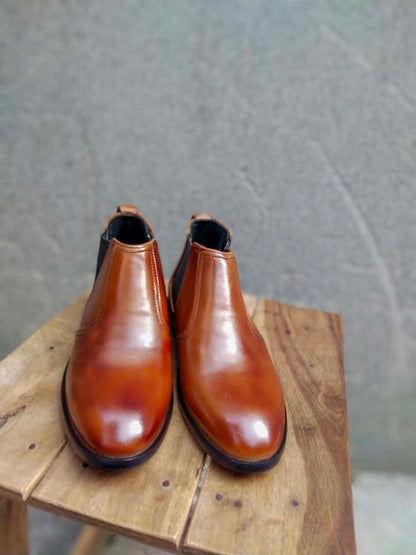 Brown Cowhide Chelsea Boots-CX1