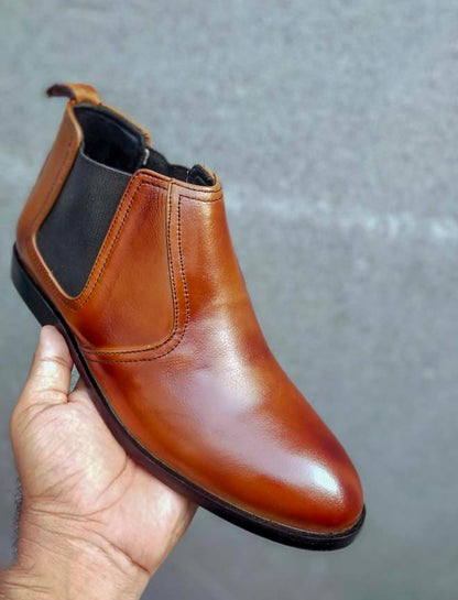 Brown Cowhide Chelsea Boots-CX1