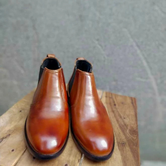 Brown Cowhide Chelsea Boots-CX1