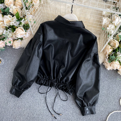 Korean -Loose Leather Jacket