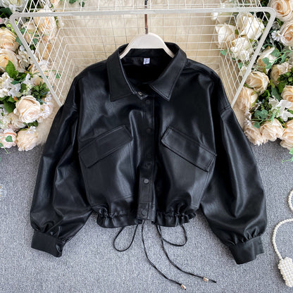 Korean -Loose Leather Jacket